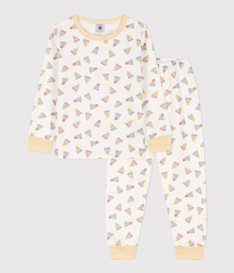 Pijama de felpa gorro para ni&ntilde;o/ni&ntilde;a blanco/multicolor