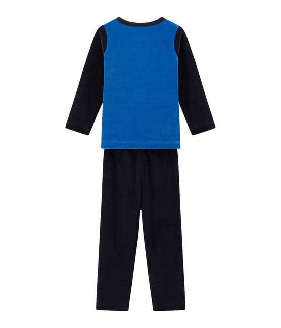 Pijama de terciopelo con motivo estampado para niño azul SMOKING/azul PERSE
