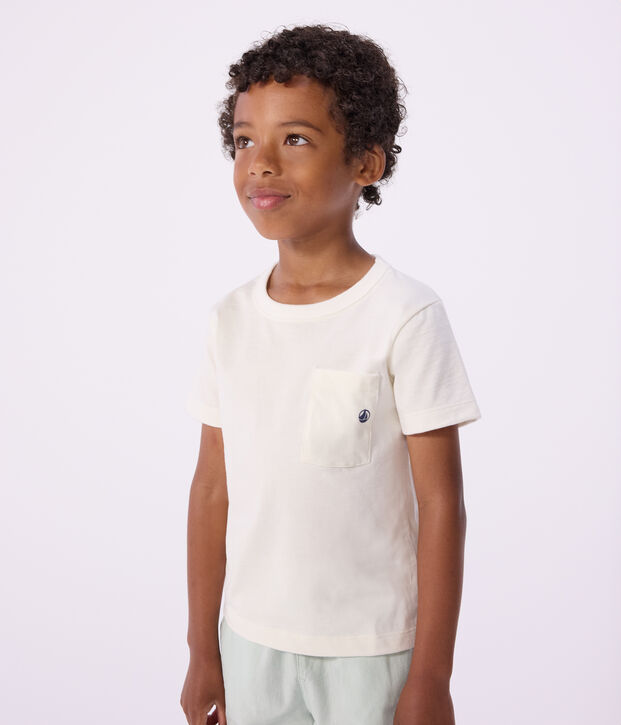 Camiseta de manga corta para ni&ntilde;o blanco
