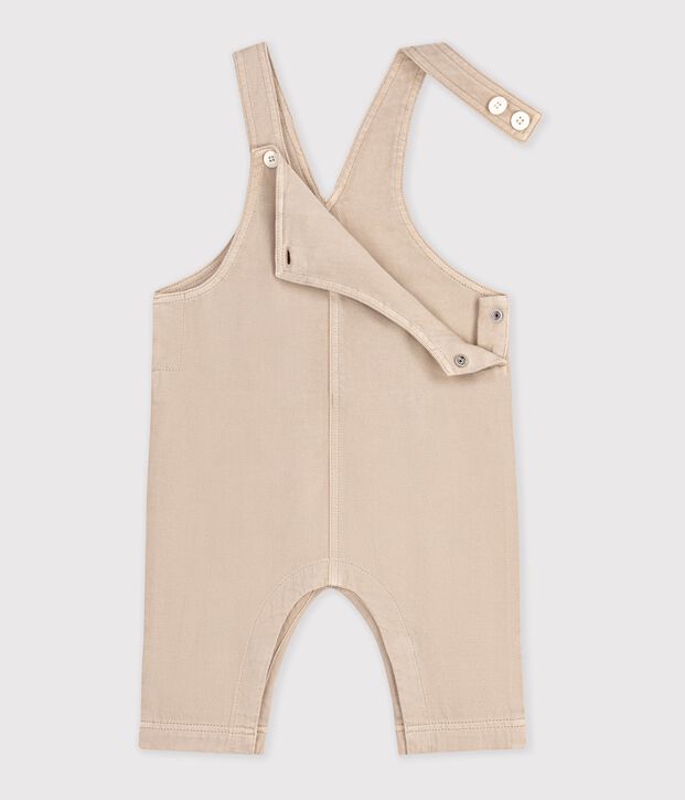 Peto largo y liso de sarga para beb&eacute; beige