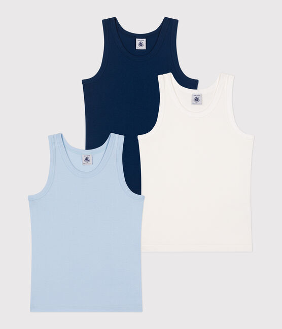 Juego de 3 camisetas infantiles lisas de algodón sin mangas variante 1