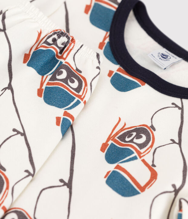 Pijama de felpa telecabina para ni&ntilde;o/ni&ntilde;a blanco/multicolor