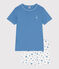 Pijama corto infantil de algodón azul ALASKA/blanco MARSHMALLOW