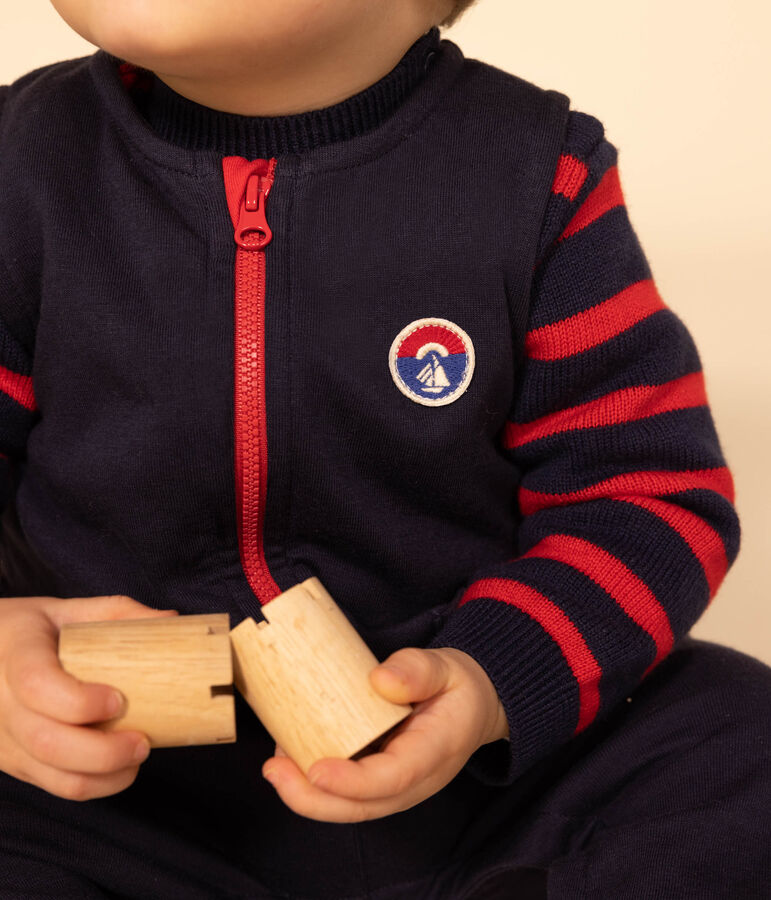 Mono sin mangas de jersey grueso para beb&eacute; azul SMOKING