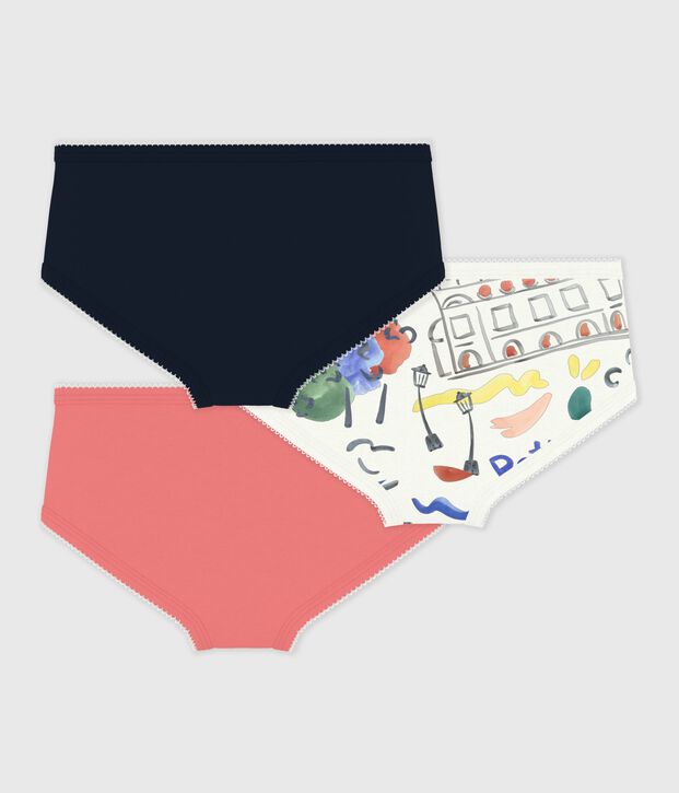 Juego de braguitas infantiles de algod&oacute;n de talle alto con estampado multicolor