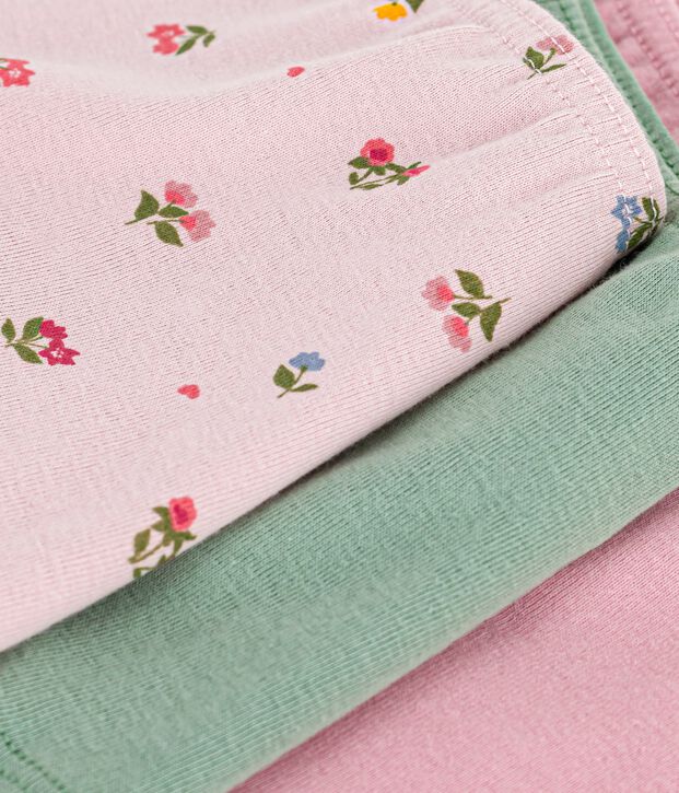Juego de culottes infantiles de algod&oacute;n con estampado de flores multicolor