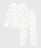 Pijama infantil de terciopelo con estampado de corazones blanco MARSHMALLOW/blanco MULTICO
