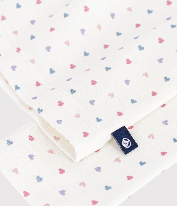 Camiseta infantil de cuello alto de algod&oacute;n estampado blanco/multicolor