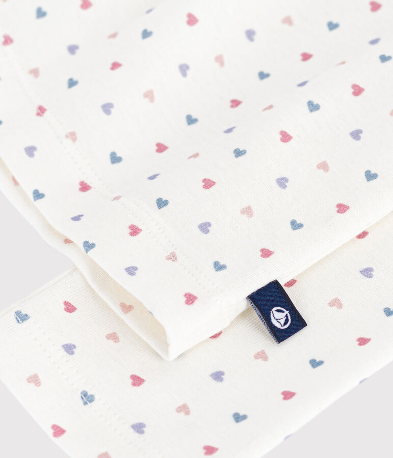 Camiseta infantil de cuello alto de algod&oacute;n estampado blanco/multicolor