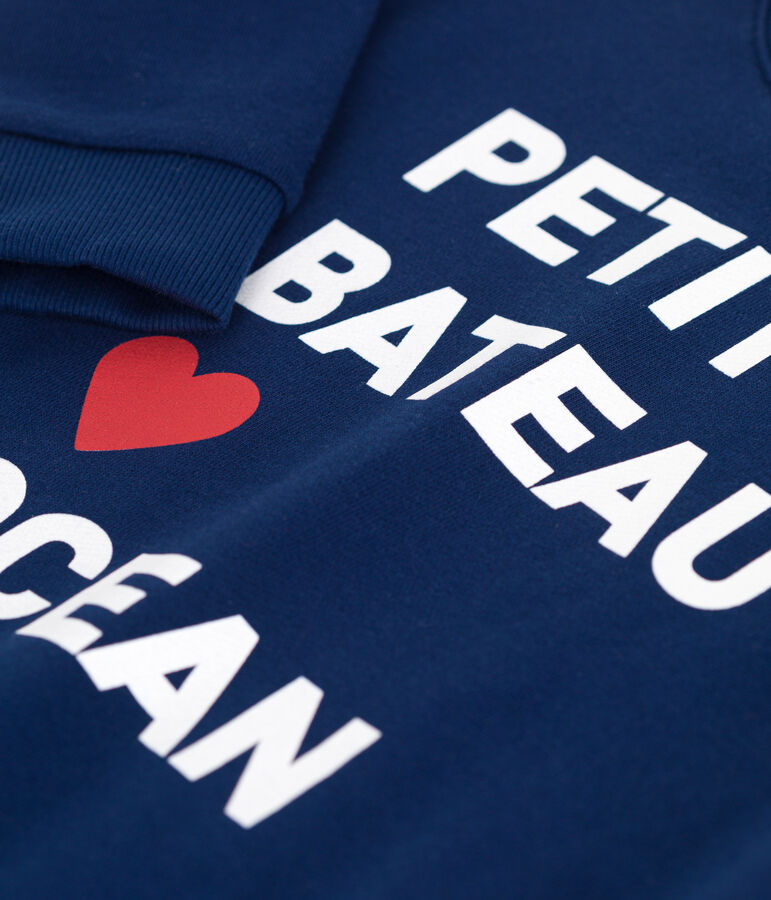 Sudadera infantil unisex de algod&oacute;n con estampado azul