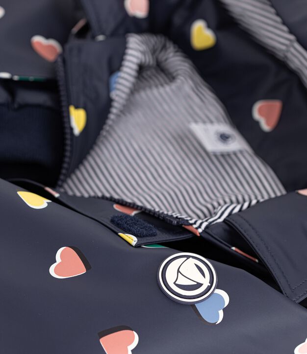 Chubasquero infantil con estampado de corazones azul/multicolor