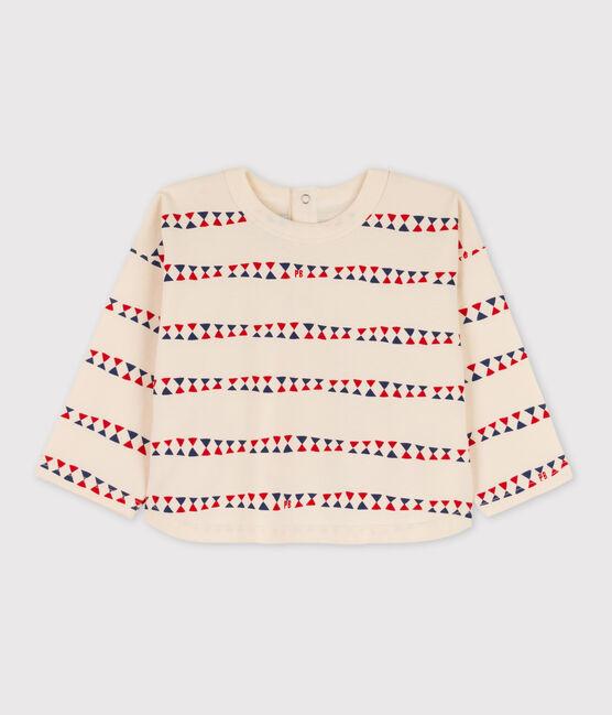 Camiseta estampada de algodón de manga larga para bebé blanco AVALANCHE/ MULTICO