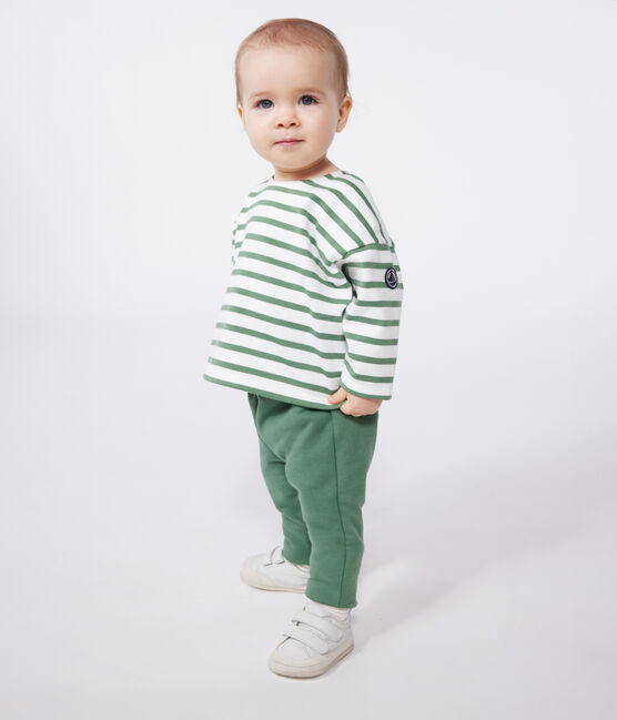 Camiseta marinera bebé en algodón grueso verde MARSHMALLOW/ PALMERAIE