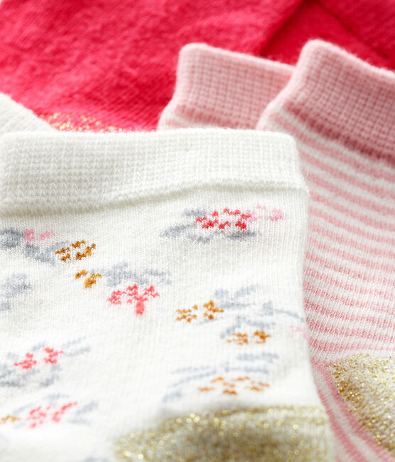 Lote de 3 pares de calcetines para bebé niña rosa CHARME