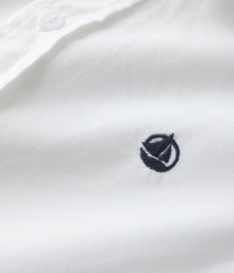 Camisa de algod&oacute;n Oxford de ni&ntilde;o blanco