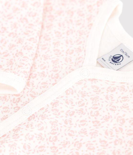 Pijama de algodón sin pies con flores para bebé MARSHMALLOW/ PANTY