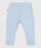 Pantalón con pies de algodón liso para recién nacido azul TOUDOU