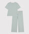 Pijama milrayas de algodón de mujer azul PAUL/blanco MARSHMALLOW