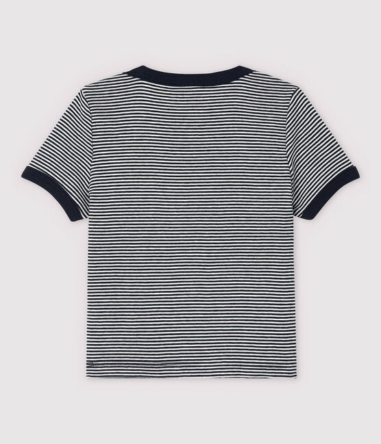 Camiseta de manga corta de algodón de bebé niño azul SMOKING/blanco MARSHMALLOW