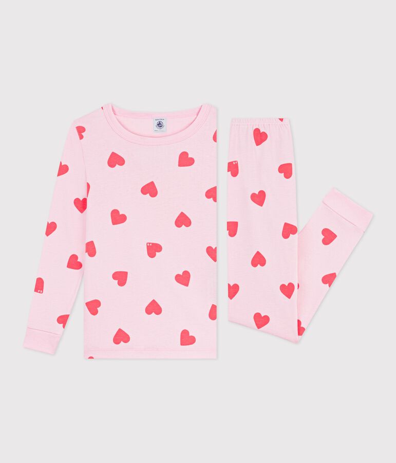 Pijama infantil muy ajustado de algod&oacute;n con estampado de corazones MARQUISE/ PEACHY