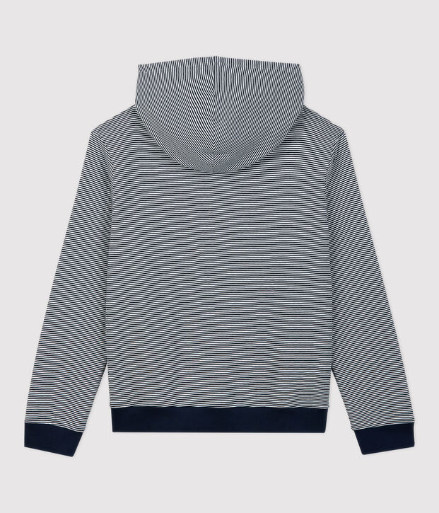 Sudadera con capucha a rayas de algod&oacute;n de mujer azul/blanco