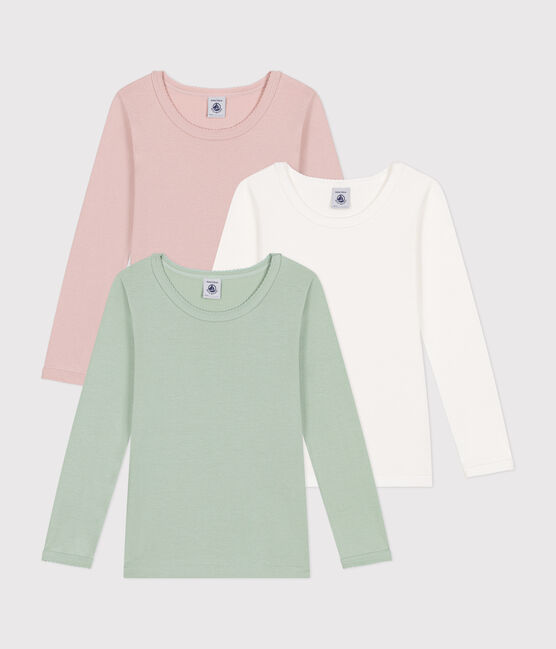 Juego de 3 camisetas infantiles lisas de manga larga de algodón variante 1