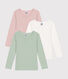 Juego de 3 camisetas infantiles lisas de manga larga de algodón