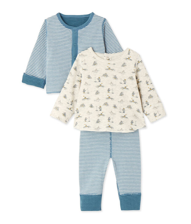 Conjunto 3 piezas para beb&eacute; ni&ntilde;o verde/azul