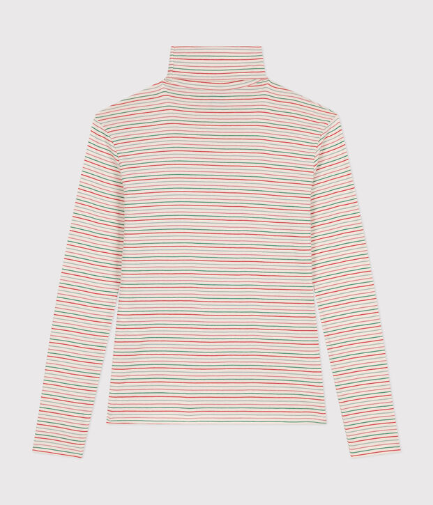 Camiseta Iconique de cuello vuelto de algod&oacute;n para mujer crudo/multicolor