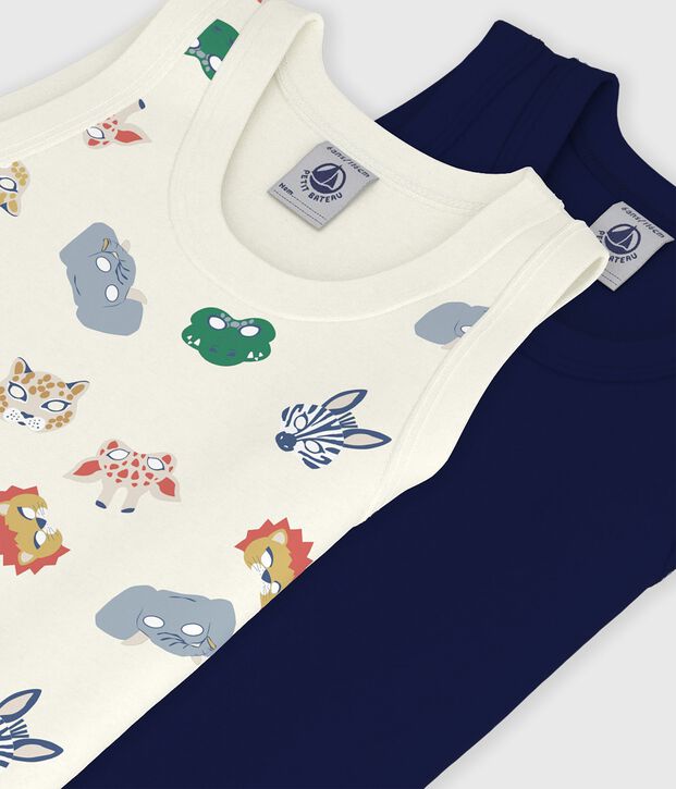 Juego de camisetas infantiles sin mangas de algod&oacute;n con estampado de m&aacute;scaras multicolor