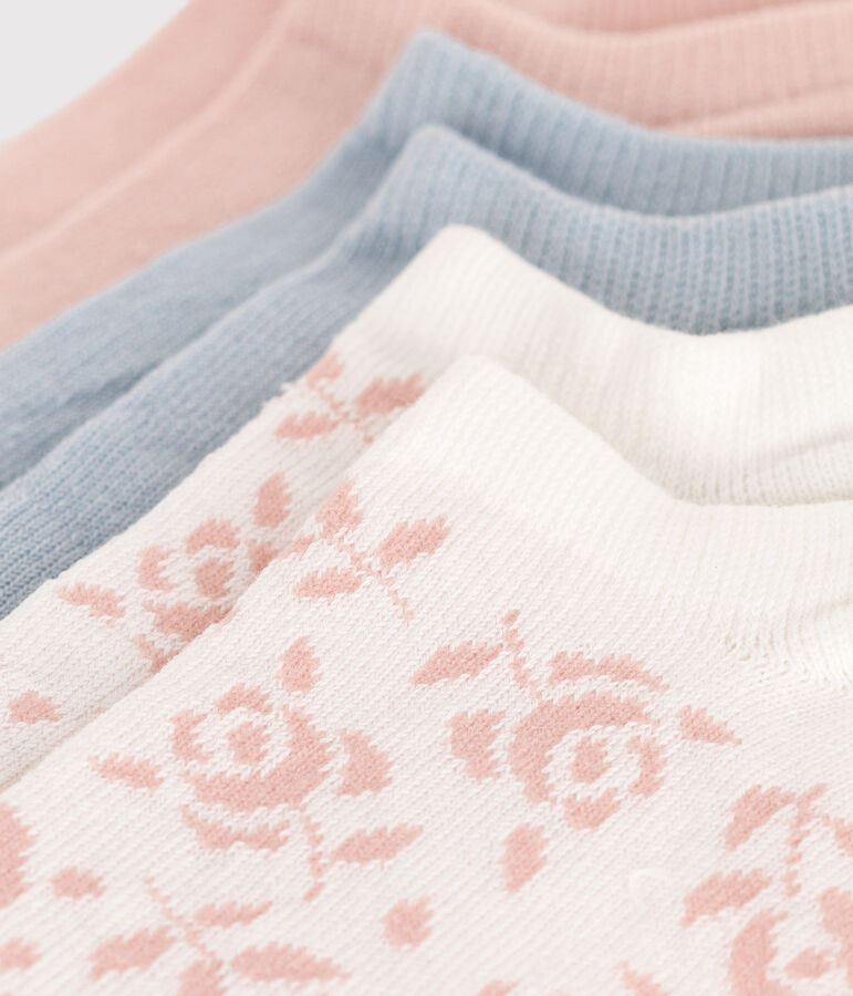 3 pares de calcetines infantiles de algod&oacute;n con flores multicolor