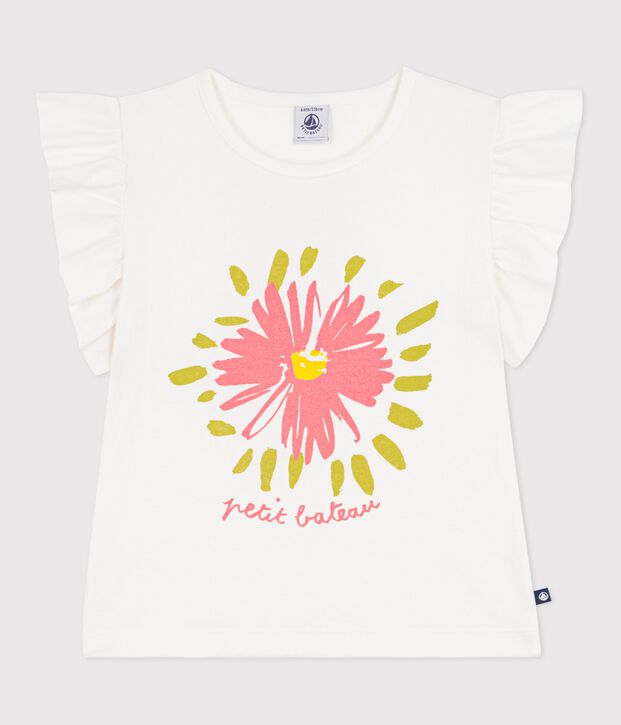 Camiseta infantil de manga corta de algod&oacute;n blanco