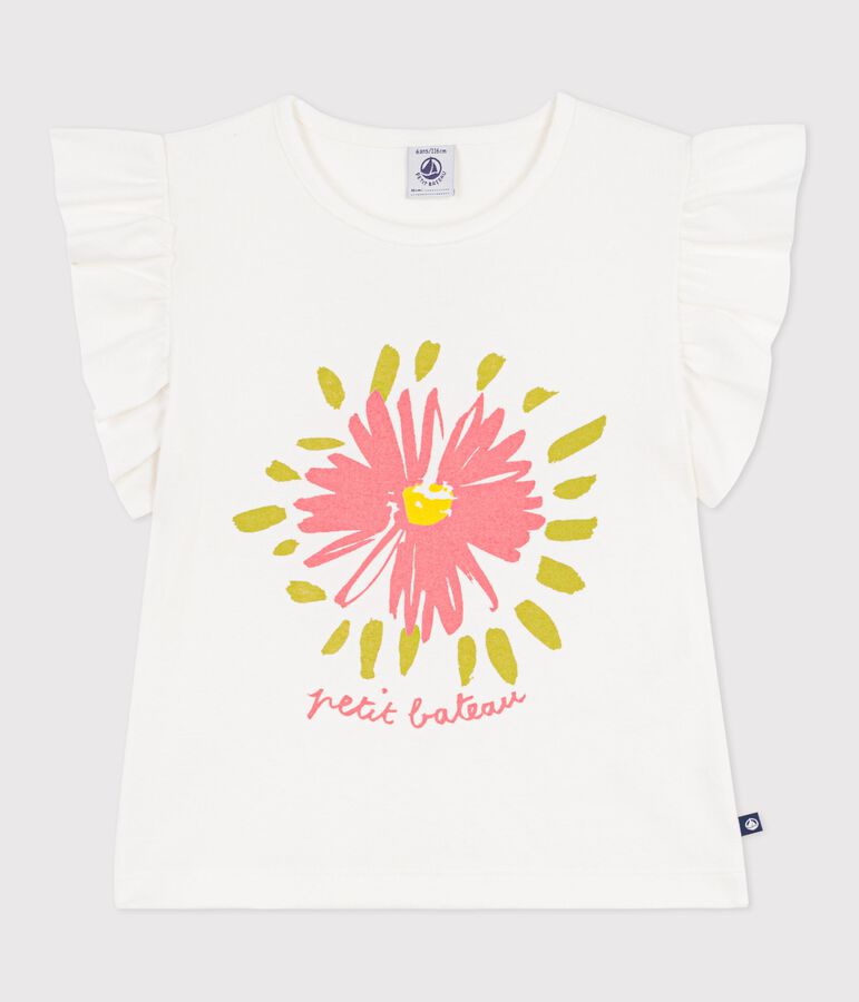 Camiseta infantil de manga corta de algod&oacute;n blanco