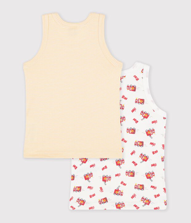 Juego de camisetas infantiles sin mangas de algod&oacute;n con estampado de bombero multicolor