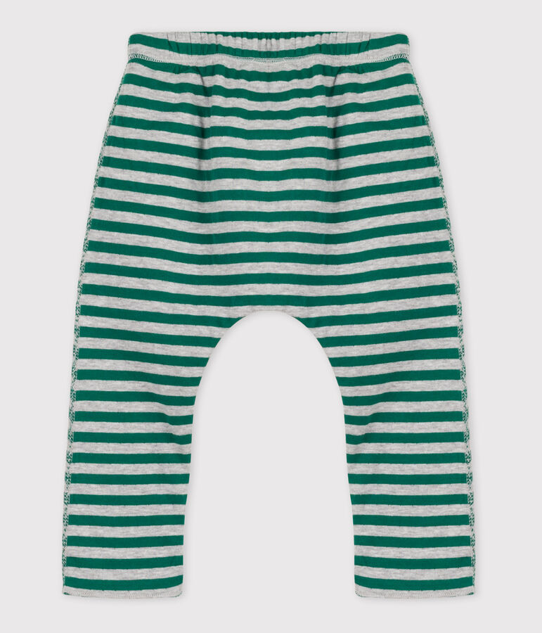 Pantal&oacute;n de tejido t&uacute;bico a rayas de beb&eacute; verde/gris