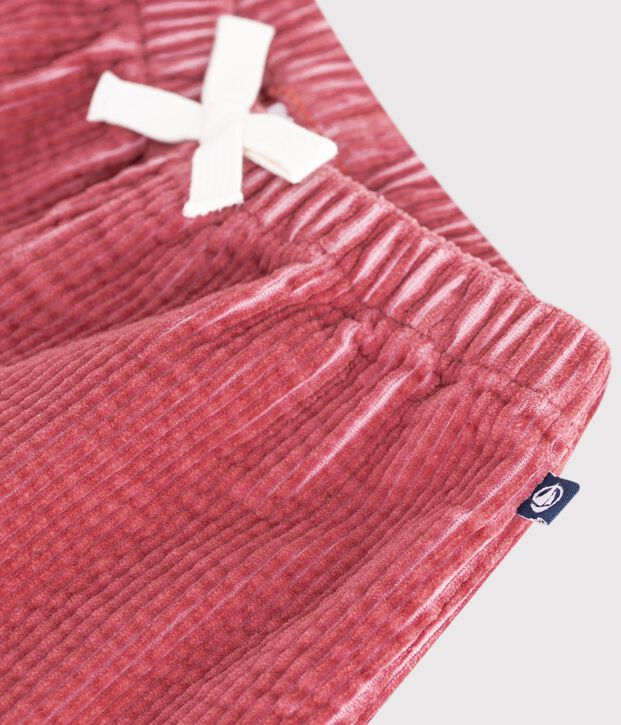 Pantal&oacute;n de terciopelo liso para beb&eacute; rosa