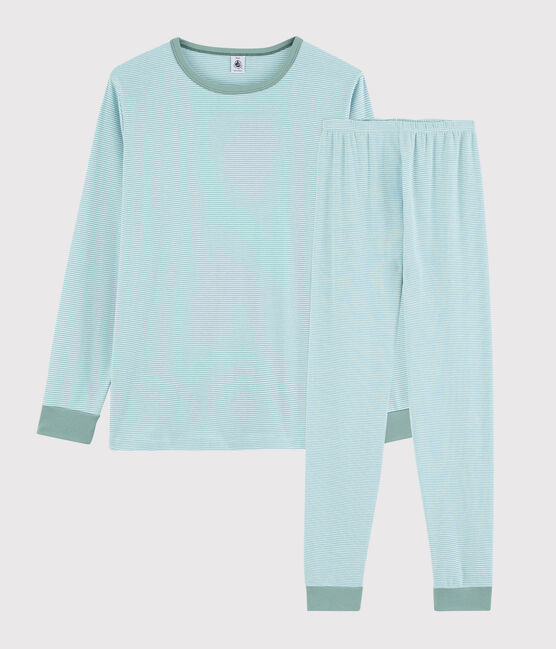 Pijama de rayas azules de punto unisex azul TIKI/blanco MARSHMALLOW