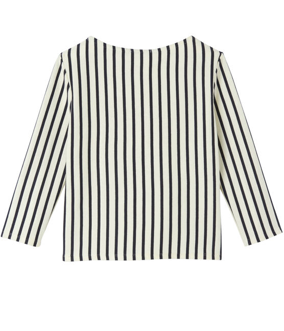 Marinière femme courte brodée beige COQUILLE/azul SMOKING