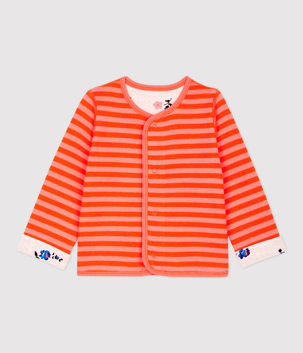 C&aacute;rdigan reversible de beb&eacute;. naranja/naranja