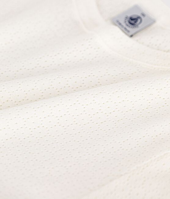 Camiseta L'ICONIQUE de algodón calado de mujer blanco MARSHMALLOW