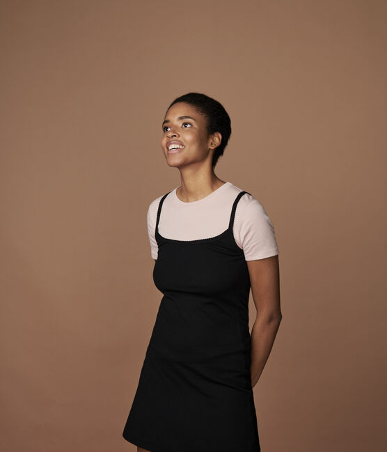 Vestido de tirantes de algodón de mujer negro NOIR
