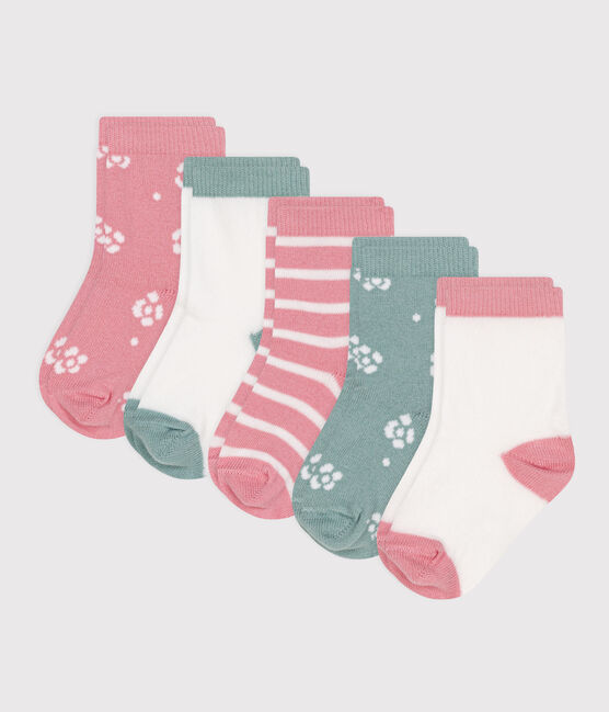 5 pares de calcetines de algodón con flores para bebé niña variante 1
