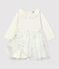 Vestido de tejido de punto de bebé. blanco MARSHMALLOW/gris ARGENT