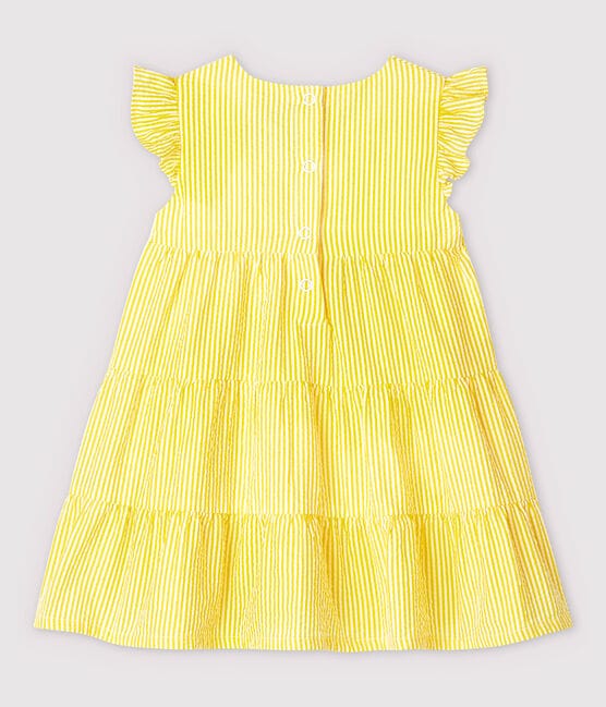 Vestido de manga corta de mil rayas de bebé niña amarillo SHINE/blanco MARSHMALLOW