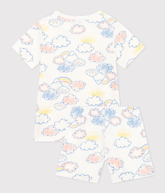 Pijama corto infantil con estampado de arcoíris de algodón  blanco MARSHMALLOW/blanco MULTICO