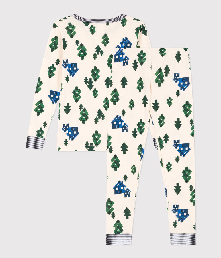 Pijama de algod&oacute;n ajustado para ni&ntilde;o/ni&ntilde;a crudo/azul/multicolor