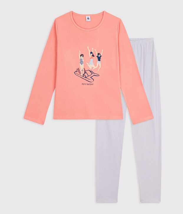 Pyjama  en coton naranja/multicolor