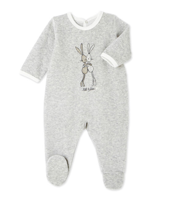 Pijama estampado en terciopelo para bebé unisex gris BELUGA CHINE
