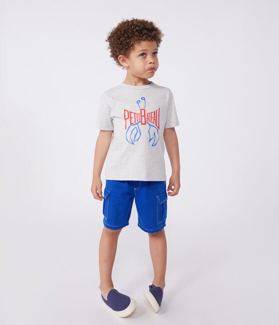 Camiseta infantil de manga corta de algodón con estampado gris BELUGA CHINE