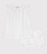 Vestido blanco de manga corta con braguitas bloomer de bebé niña en popelina de algodón ecológico